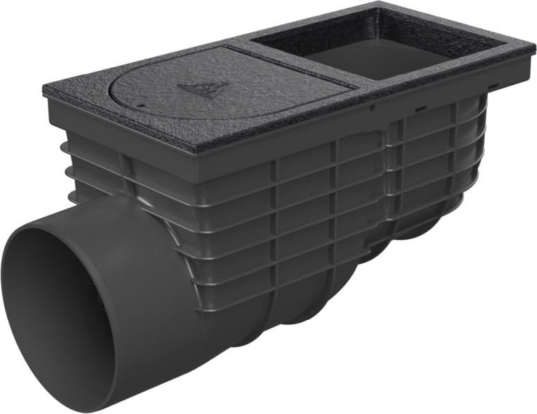 Trampa de sedimentos de tejado lateral D125, superficie de fundición, para bajante cuadrado 125