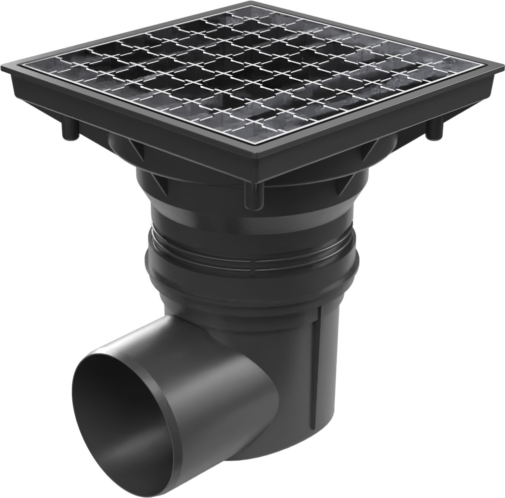 Desagüe lateral D110-250, NEPTUN, rejilla de acero inoxidable