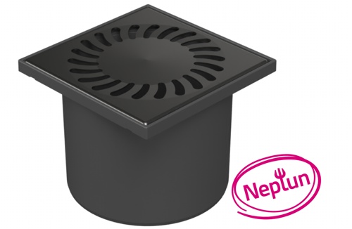 Drenaje de suelo negro, directo D110, NEPTUN, rejilla SUN negro