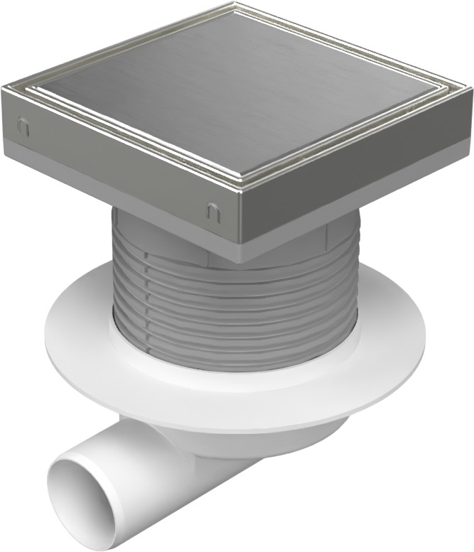 Drenaje de suelo, lateral D50, NEPTUN, collar, estructura de acero inoxidable, rejilla STEEL 150
