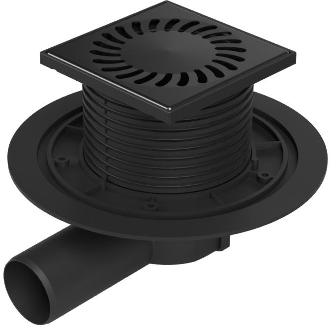 Drenaje de suelo, lateral negro D50, rejilla de acero inoxidable SUN negro