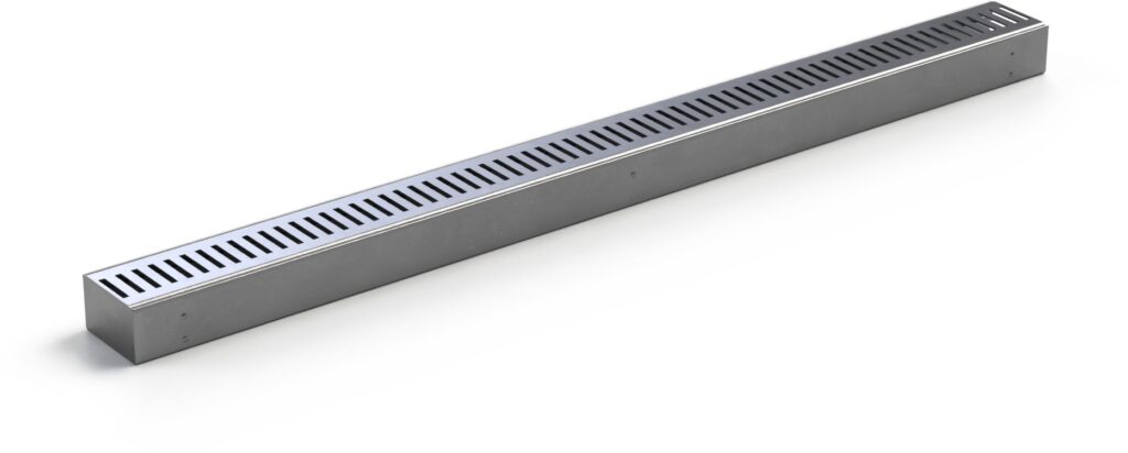 Pieza final COVE de acero inoxidable con rejilla, derecha/izquierda (1000 x 80 x 50 mm)
