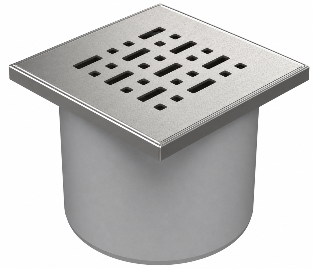 Drenaje de suelo, directo D110 NEPTUN, estructura de acero inoxidable, rejilla FACE 5 mm